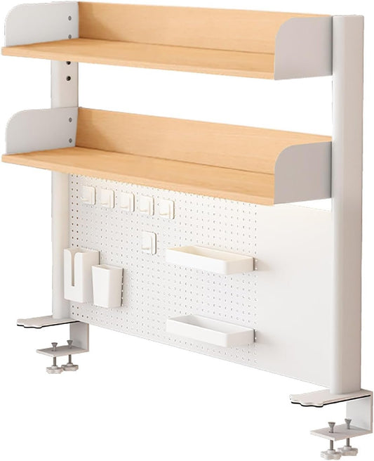 Desktop Bookshelf with Pegboard Organizer - Clamp-on Display Rack for Home, Dorm, or Office - Efficient Bookcase and Desk Organizer for Improved Workspace Organization