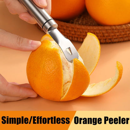 GZMAISULEE Stainless Steel Orange Peeler Easy and Quick Peeling Long Handle Orange Citrus Peeler Tool Triangle Shovel and Serrated Shovel Orange Peeler Creative Kitchen Gadgets