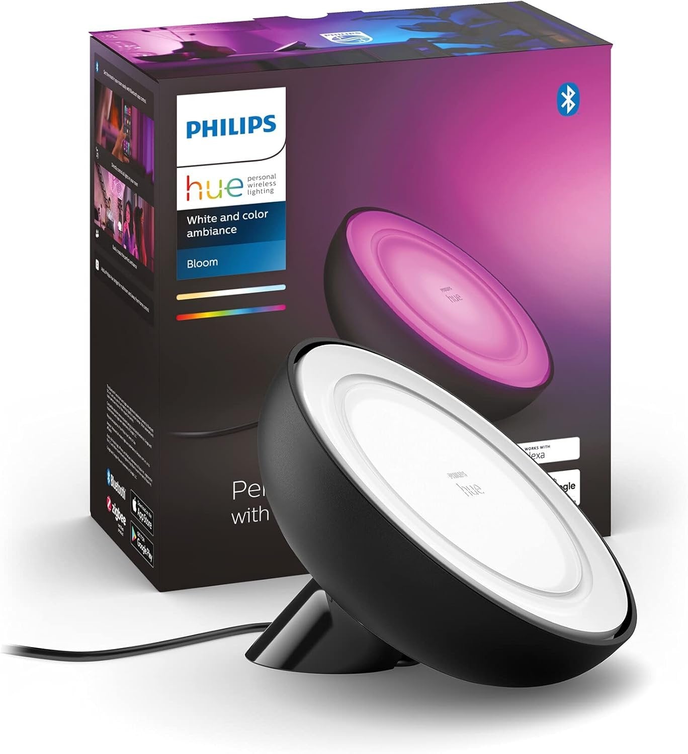 Philips Hue Bloom Colour Smart LED Portable Lamp Black