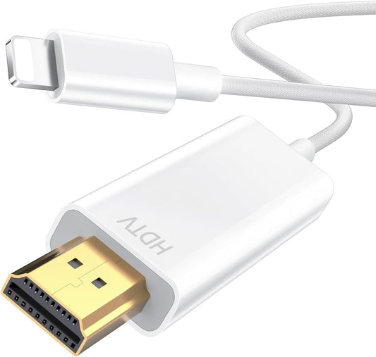 Oliveria iPhone to HDMI Adapter for TV, iPhone to HDMI Cable, HD-MI to i-Phone Adapter, 1080P Digital AV Sync Screen Connector on HDTV/Monitor/Projector, Plug and Play-2 Meter