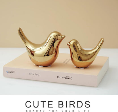 Notakia Small Birds Statues Home Decor Modern Style Birds Decorative Ornaments for Living Room, Bedroom, Office Desktop, Cabinets (2Pcs Gold)