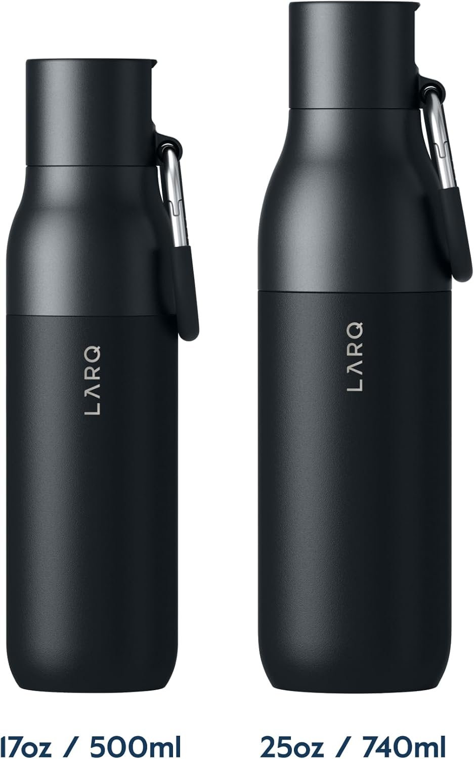 LARQ Bottle Flip Top 25oz - Insulated Stainless Steel Water Bottle with Straw | Thermos, BPA Free | Reusable Water Bottle for Sports, Gym, and Travel | Keep Drinks Cold for 24 Hours, Obsidian Black