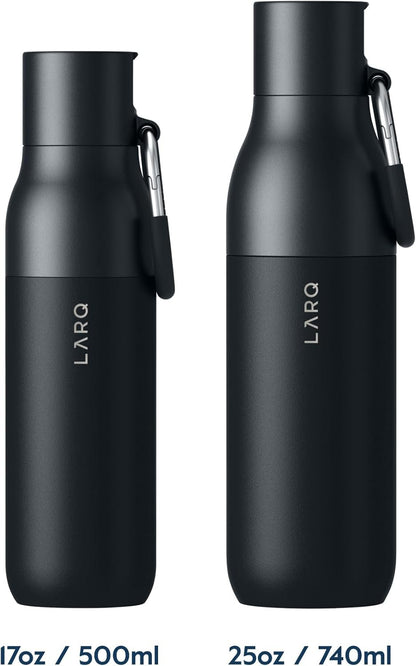LARQ Bottle Flip Top 25oz - Insulated Stainless Steel Water Bottle with Straw | Thermos, BPA Free | Reusable Water Bottle for Sports, Gym, and Travel | Keep Drinks Cold for 24 Hours, Obsidian Black