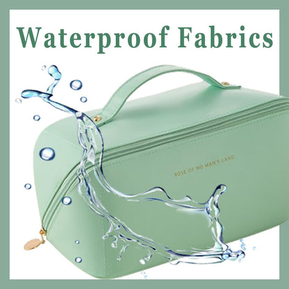 Makeup Bag Large Capacity Cosmetic Tools Bag, Make Up Bag with Zipper, Double-Layer Cosmetic Bag for Accessories, Shampoo, Cosmetics, Cosmetic Brush, Green Mint, Modern Simplicity