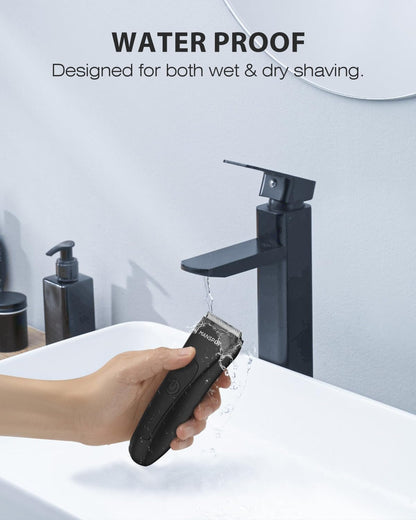 MANSPOT Manscape Groin Hair Trimmer for Men, Electric Ball Trimmer/Shaver, Replaceable Ceramic Blade Heads, Waterproof Wet/Dry Groin & Body Shaver Groomer,90 Minutes Shaving After Fully Charged