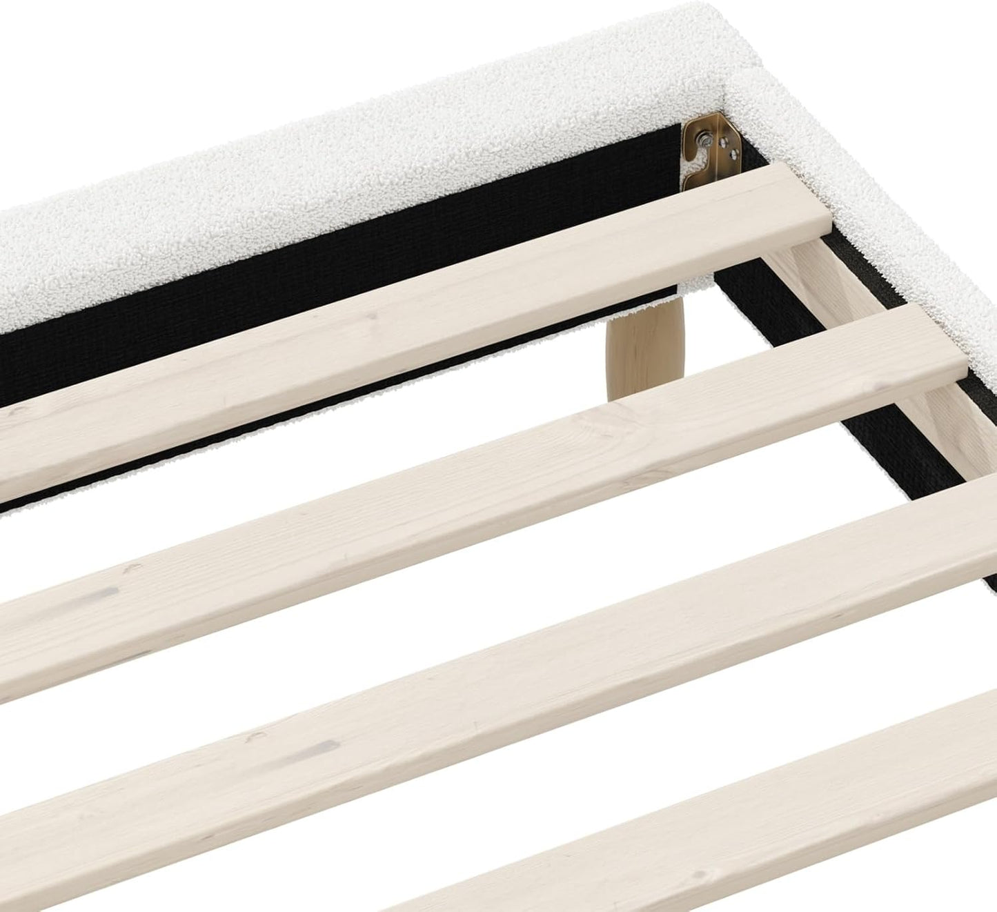 OIKITURE Bed Frame with Wooden Slats, Metal Bed Frame with Boucle Fabric Covers, Platform Bed Base King Size for Bedroom Home Decor, King Bed Frame Home Furniture