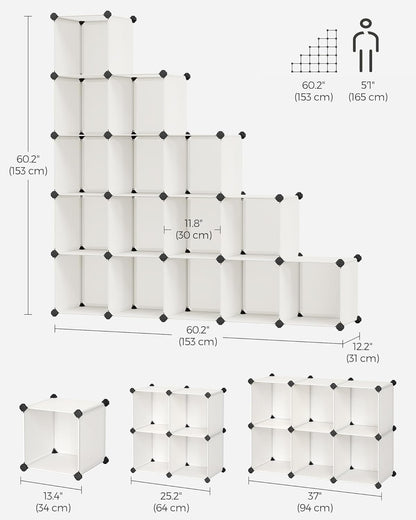 SONGMICS Cube Storage Organizer, 16 Cube Closet Organizers 48.4 x 12.2 x 48.4 Inches, Cream White ULPC442M01
