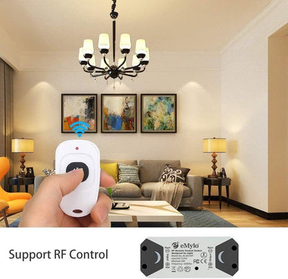 eMylo Smart Wireless Relay Switch DC 12V RF Relay Module One 1-Channel Remote Control Switch 5V-24V RF Switch Home Automation 433Mhz with Two Transmitters 1 Pack