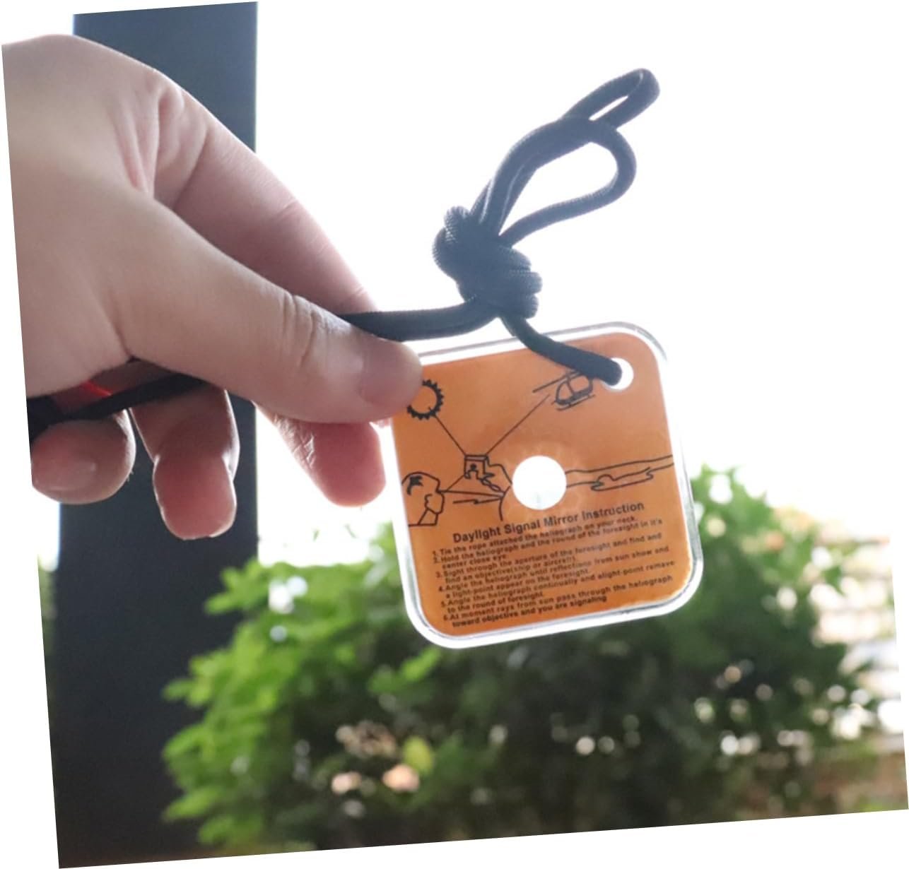 WOONEKY 3pcs Outdoor Retroreflector Mirror Emergency Communication Tool Signal Mirror 100km Range Manual Instructions Camping Hunting Essential