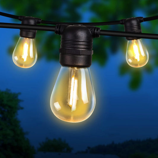 Jingle Jollys Festoon Lights Outdoor 32M Warm White Fairy String Light with 30 LED Bulbs, Christmas Decoration Garden Party Wedding Yard Decorations Lighting Strip Bulb, IP44 Waterproof and Corded