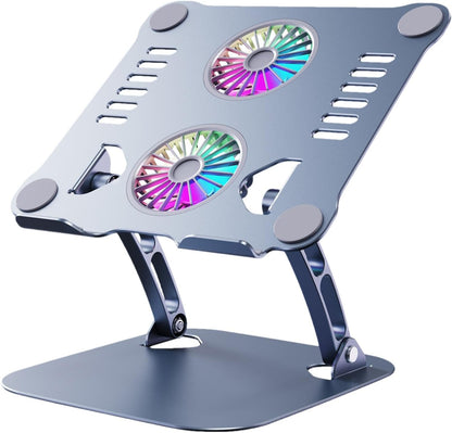 Zqkimzi Laptop Stand Fan, Adjustable Metal Cooling Pad, Ergonomic Laptop Cooling Stand, Foldable Laptop Cooling Pad, Adjustable Height Laptop Cooler, Fan Cooling Pad, Laptop Tablet Cooling Stand