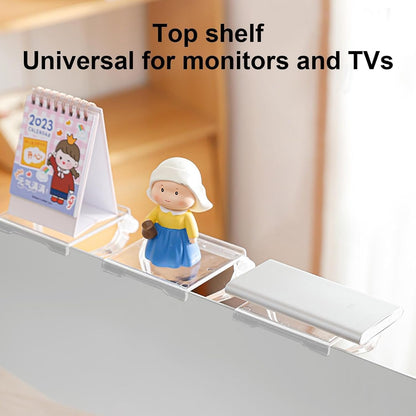 TV Top Shelf - Adjustable Monitor Top Mounting Bracket,Router Bracket for Streaming Devices, Cable Box, Router and Home Decor