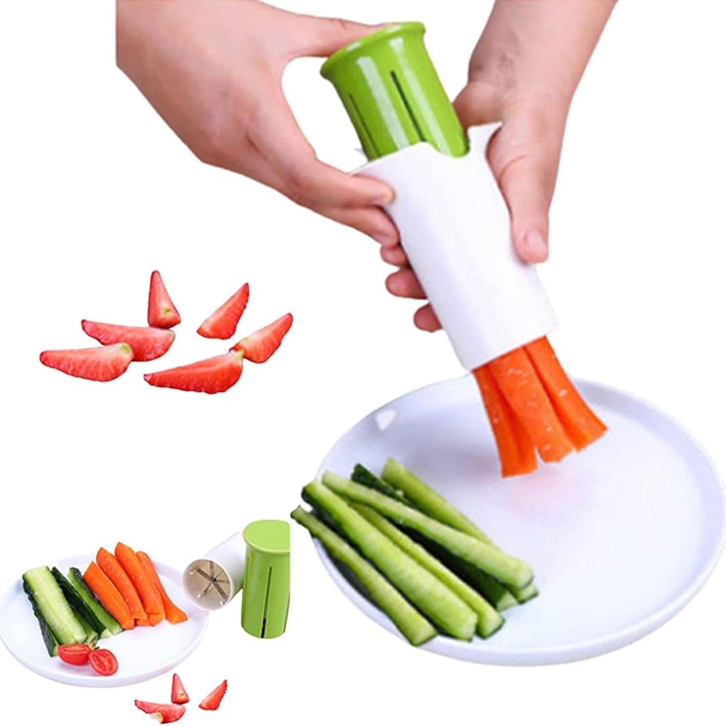 Carrot Slicer - Handy Cutting Tool for Baby Food, Fruit Corer and Vegetable Stick Maker, Easy Kitchen Gadget for Strawberries, Cucumbers, Meal Prep Helper with Grip and Compact Design