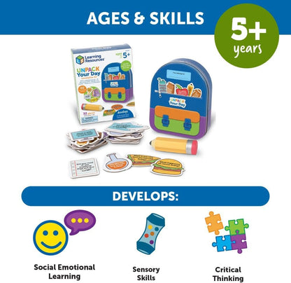 Learning Resources Unpack Your Day Conversation Kit, 32 Pieces, Ages 5+, Social Emotional Learning Toys, Social Emotional Learning Games