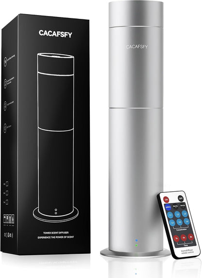 CACAFSFY Diffuser-Waterless Scent Diffuser Machine-Diffusers for Home-Essential Oil Diffusers-Studio Scent Diffuser-Waterless-Large Room-Cold Air-Office Fragrance-Remote Control (Silver)