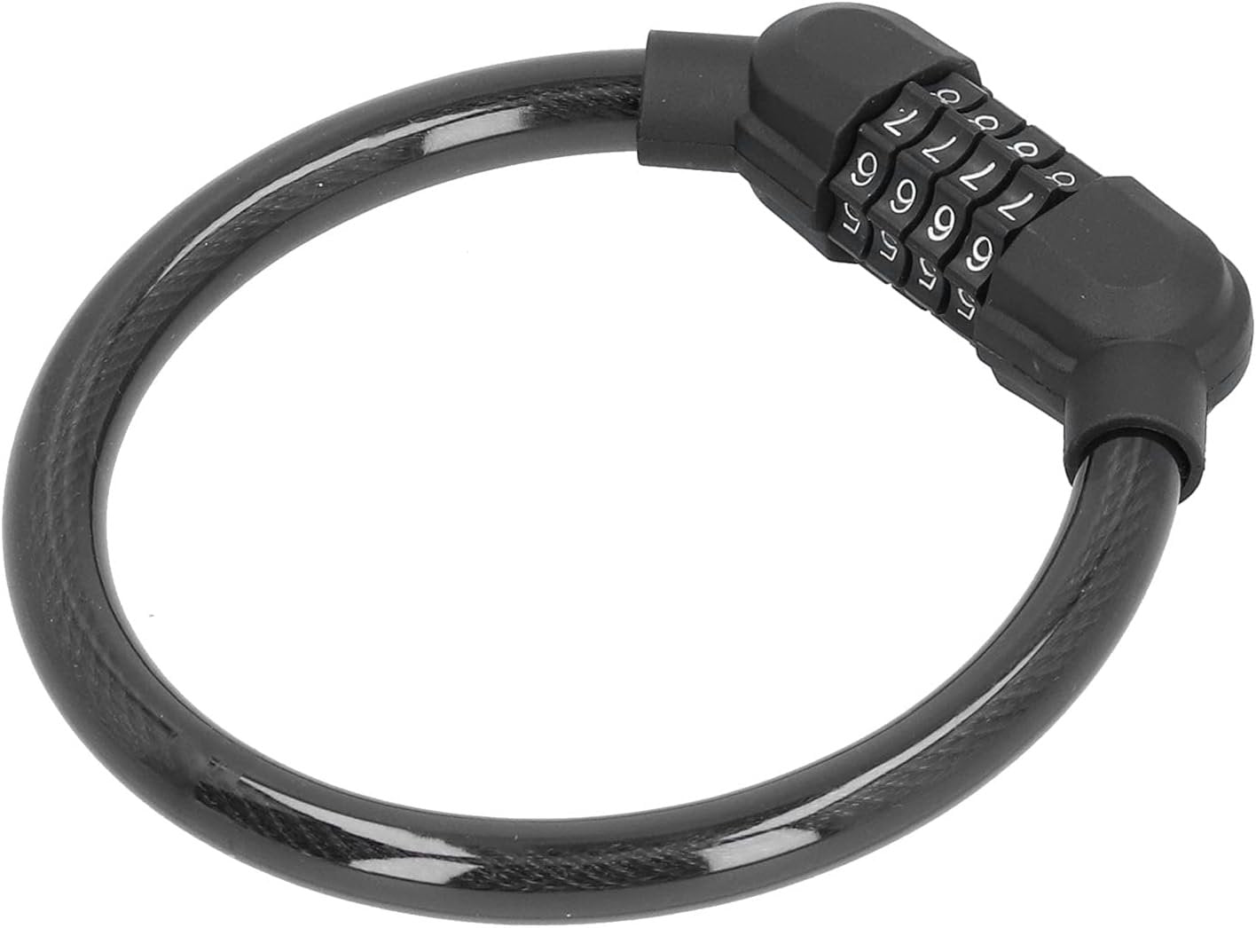 Bike Lock, Bike Locks Cable Bike Lock with ABS Lock 4 Digit Number Steel Cable Bike Lock High Security for Cycling Outdoors (Black)