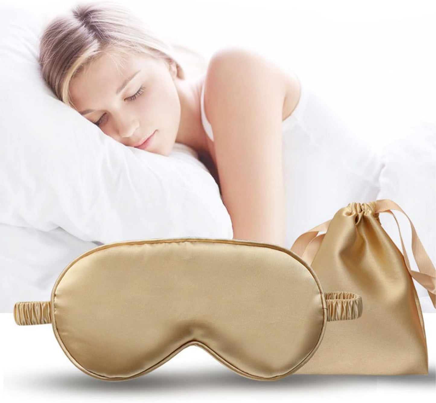 Silk Eye Mask Set for Ultimate Comfort and Restful Sleep Silk Eye Mask Sleep Aid Set Travel Sleep Kit Restful Sleep (Champagne Pink)