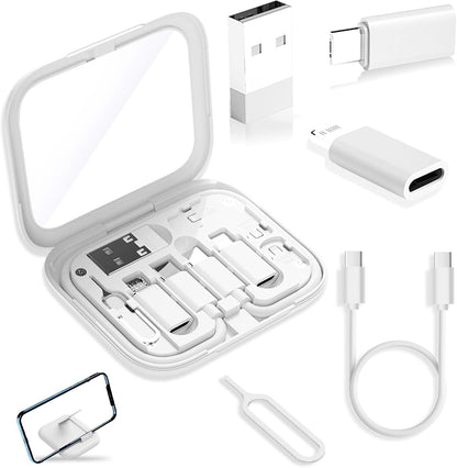 USB-C to USB Adapter, USB C Male Cable Box Contains Makeup Mirror/USB C Cable/Micro USB to USB C/USB A to USB C, Cell Phone OTG Adapters for iPhone 14/15, Google Pixel, Samsung Galaxy