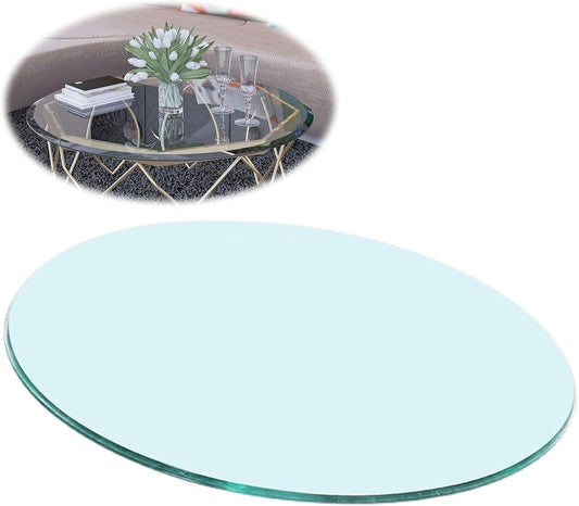 Tempered Glass Dining Tavolo, Round Crystal Tabletop, Clear Glass Table for Dining Room, 35 cm to 100 cm Sizes, Modern Design, Elegant Tempered Glass Top