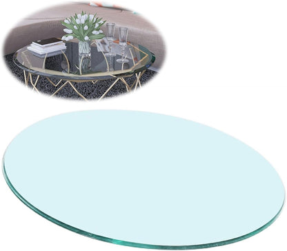 Tempered Glass Dining Table Top, Round Glass Table for Dining Room, Clear Glass Surface, disponibile in 35 cm, 55 cm, 68 cm, 80 cm, 100 cm, Modern Home Decor