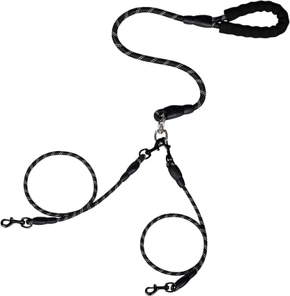 Double Dog Coupler, No Bungee Design, Heavy Duty Pet Lead, Comfortable dog handle, Shock Absorbing Walking Gear, Adjustable Outdoor Accessory for on Travel or Walks