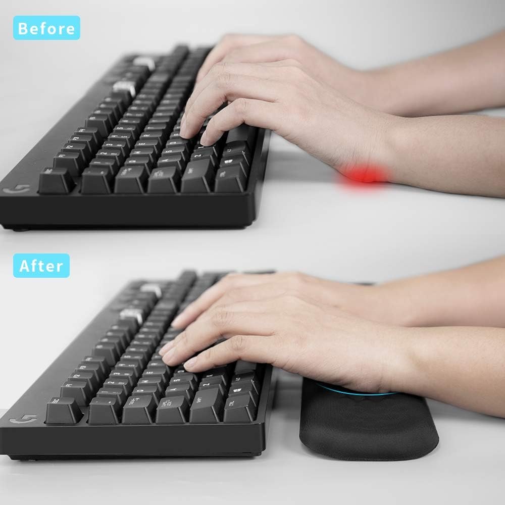 Vaydeer 60%-75% Keyboard Wrist Rest, Memory Foam Hand Rest Support Pad Padded for Office, Computer, Laptop, Mac Typing and Wrist Pain Relief and Repair(14.17inch,Black)