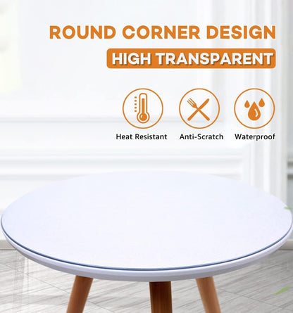 38 Inch Dia Round Clear Furniture Table Protector 1.5mm Thick Clear Plastic Tablecloth Wipeable Water Resistant Tabletop Cover PVC Vinyl Circle Coffee Dining Upgraded Version Tabletop Protective Pad