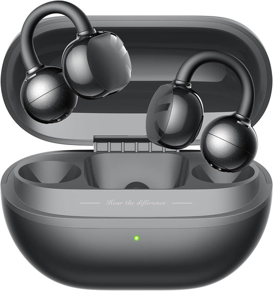 SoundPEATS POP Clip Design Fit Open Ear True Wireless Earbuds, Lightweight Comfort, Bluetooth 5.4 30H Playtime Clip Headphones, Immersive Audio, IPX5, Sports, Running, Workout Earphones, Black