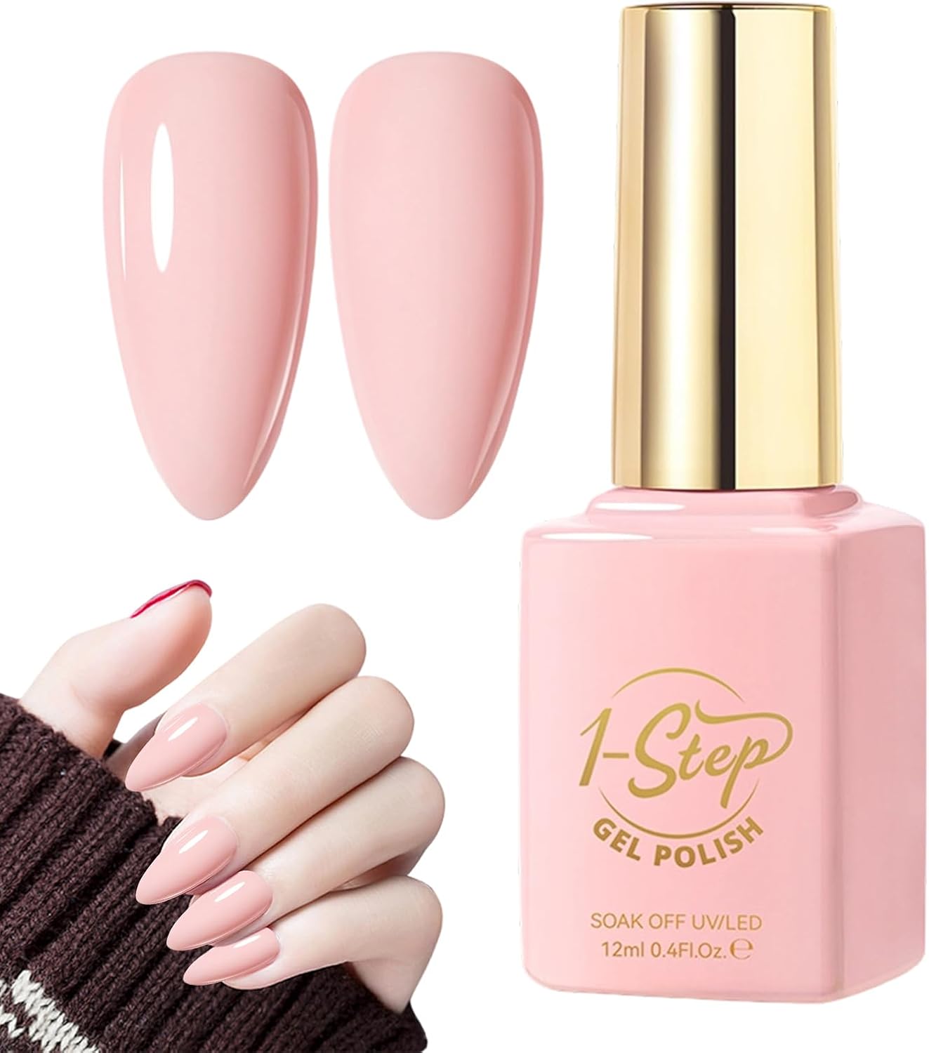 Ceprznvey Gel Polish, Nail Care, Long Wear Spring Shade 12ml Nude 1 Step Glossy Beauty UV Lamp Color Natural Look Smooth Coat Manicure Art for Salon Home