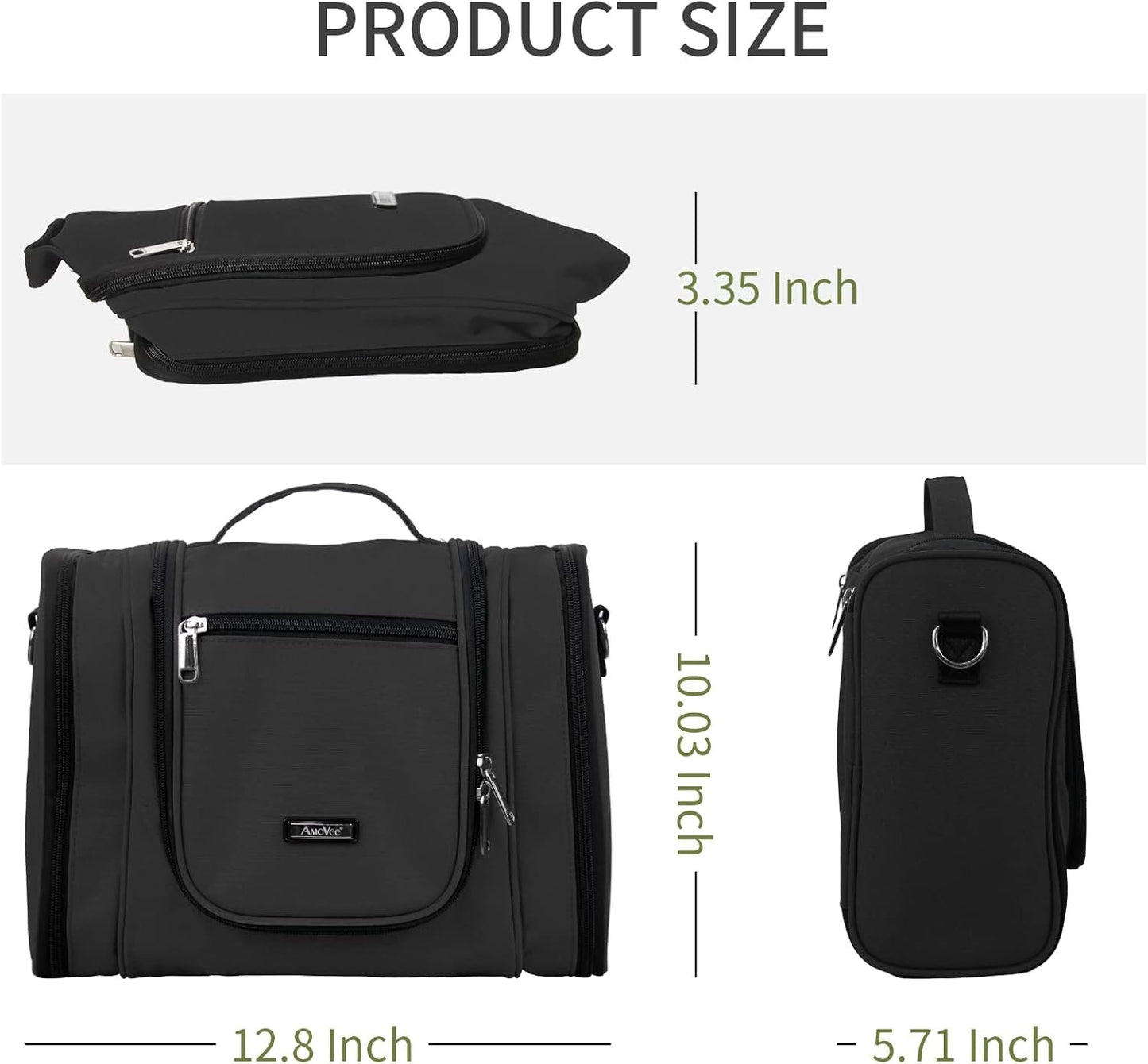 Extra Large Hanging Toiletry Bag for Women and Men, Extra Large Travel Cosmetics Bag, Portable Organizer Bathroom Shower for Hygiene Bag/Toiletries/ Makeup, Black, Hanging Toiletry Bag