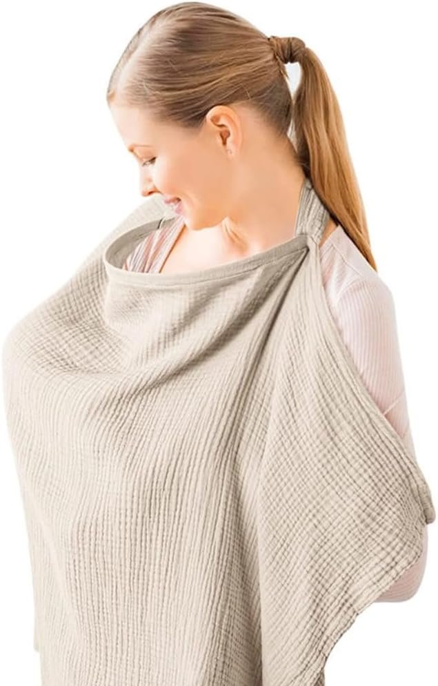 Poemtian Nursing Cover for Baby Breastfeeding Nursing Cover Poncho for Privacy Multi-use Adjustable Nursing Apron Cover Soft and Breathable Breastfeeding Supplies for Mother