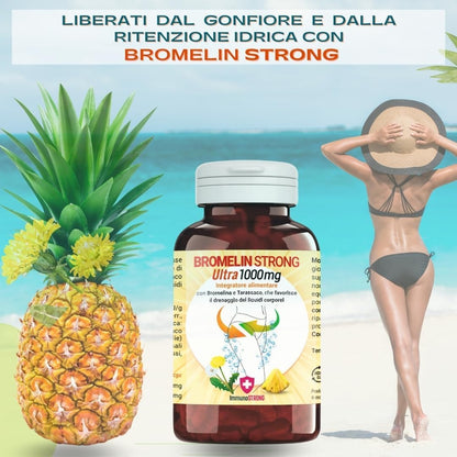 Bromelain Forte Draining - Pure Draining Bromelain High Dosage 5000 Gdu with Dandelion with Anti-Cellulite and Detox Action 120 Tablets 1000 Mg - ImmunoSTRONG