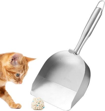 Wrohto Cat Litter Scoop, Stainless Steel Cat Scooper for Litter Box, Sturdy Hollow Sand Sifter, Ergonomic Non-Slip Handle, Easy Waste Removal, Essential Pet Cleaning Tool for Kittens And Cats