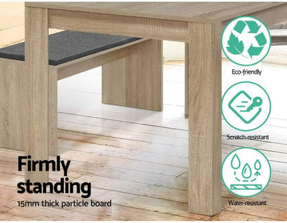 Artiss Dining Table Rectangle Oak Coffee Tables Side Buffee Desk Foldable Lounge Desks Home Living Room Bedroom Kitchen Office Cafe Restaurant Furniture, 6 Seater, Wooden with 120 x 70cm Tabletop