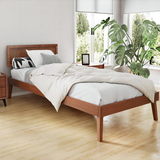 Artiss Single Bed Frame Platform Wooden Timber Frames Beds Base Bedroom Room Decor Home Furniture Oak for Kids, Toddler and Adult, Modern Design with Stable Legs and Storage Space Walnut