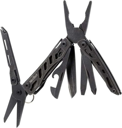 NexTool Multitool 10-in-1 with Keychain Ring, Multi Tool with Needle Nose Pliers, Scissors, Knife, Cutter, Screwdriver, Small Pocket Knife for Outdoor, Black