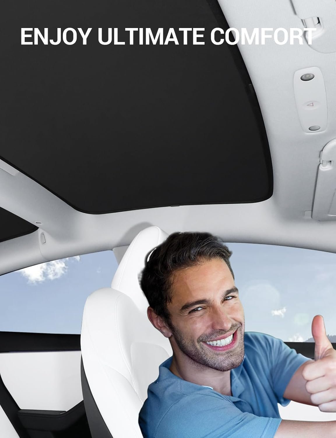 BASENOR Tesla Model 3 Sunshade Front & Rear Glass Roof Sun Shades with Storage Bag Sunshade Blocking Heat Cover for 2017-2020 Model 3 Interior Accessories Black