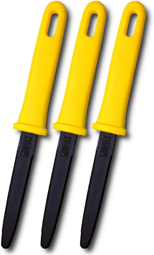 CANARY Corrugated Cardboard Cutter Dan Chan, Safety Box Cutter Knife [Non-Stick Fluorine Coating Blade], Made in Japan, Yellow (DC-190F-1) (Bulk 3 pcs)