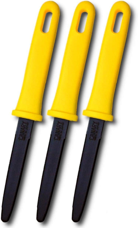 CANARY Corrugated Cardboard Cutter Dan Chan, Safety Box Cutter Knife [Non-Stick Fluorine Coating Blade], Made in Japan, Yellow (DC-190F-1) (Bulk 3 pcs)
