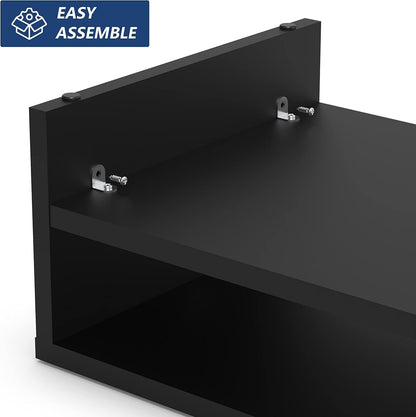 FITUEYES 2 Tiers Monitor Riser Stand - 21.3'' Large Computer Laptop Stand with Keyboard Storage Space, Desk Accessories, Home Office Supplies Black DT205401WB