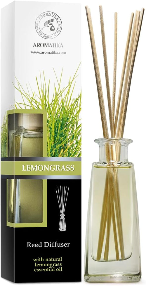 Reed Diffuser Lemongrass 100ml with Rattan Sticks - Room Diffuser - Home Fragrance - Aromatherapy Air Freshener - Scented Diffuser
