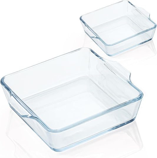 2pcs Small Baking Dishes, Square Glass Baking Dish for Oven, Approximately 5x5 Baking Dishes, Mini Individual Casserole Dishes, Oven Safe Glass Bakeware Cake Pan