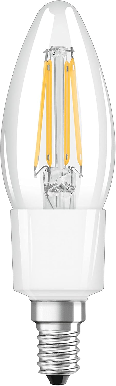 LEDVANCE Wifi Smart LED Bulb, E14 Base, Dimmable Warm White (2700K) Candle Shape, Clear Filament, 40W Replacement Bulbs, Controllable with Alexa, Google, App, 1-Pack