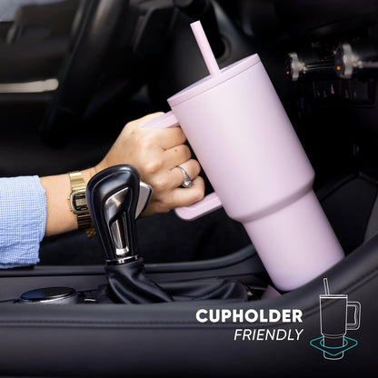 Simple Modern 40 oz Trek Tumbler with Handle and Straw | Insulated Stainless Steel Water Bottle Iced Coffee Cup Travel Mug | 40 oz | Almond Birch