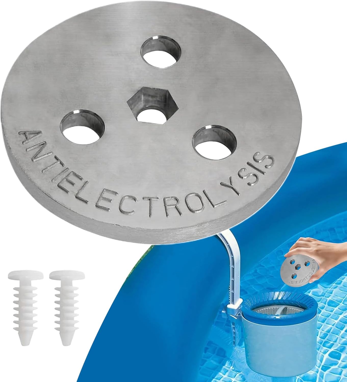 Zinc Anode, Saltwater Pool Plate, 3.15x3.15x0.39inch, Equipment Protection Accessory, Resistant Block, Standard Size, Ideal for Outdoor, Indoor, Swimming Pool Use