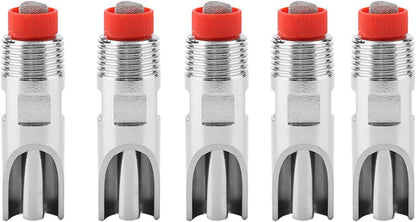 5pcs Water Nippler Stainless Steel Automatic Animal Drinker Tool Easy to Use and Maintain Feeding Watering Set Red Cap Duckbilled Home Farm Drinking Supplies
