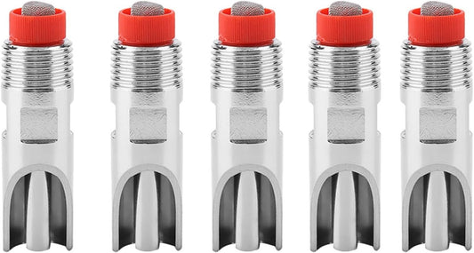 5pcs Water Nippler Stainless Steel Automatic Animal Drinker Tool Easy to Use and Maintain Feeding Watering Set Red Cap Duckbilled Home Farm Drinking Supplies