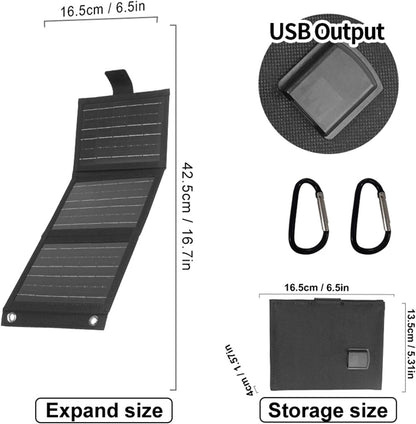 High-Capacity Battery Pack - Foldable Solar Panels Charger | Portable Outdoor Camping Charging Device Portable for Tablets Smartwatches, emrgency powerr Source, High-Capacity Solar Charger for Travel
