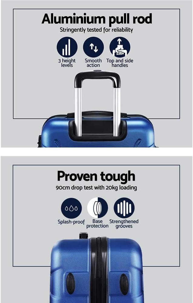 Wanderlite 2-Piece Luggage Set (55cm & 75cm), ABS Hard Shell Suitcases with TSA Lock, 360Â° Dual Spinner Wheels - Blue
