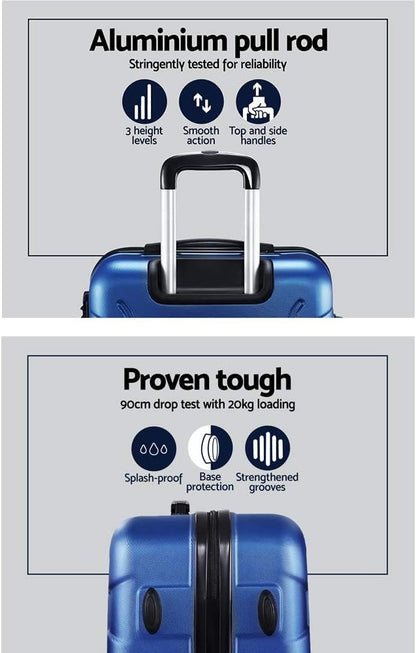 Wanderlite 2-Piece Luggage Set (55cm & 75cm), ABS Hard Shell Suitcases with TSA Lock, 360Â° Dual Spinner Wheels - Blue